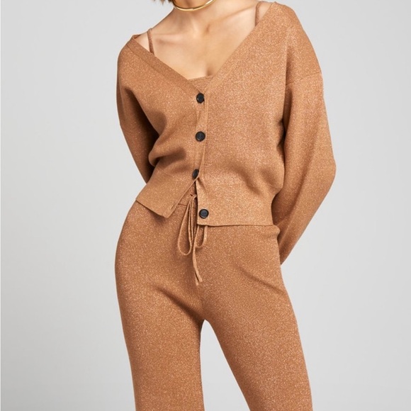 A.L.C. Sweaters - A.L.C. Peters II Toffee Rose Gold Glitter cardigan long sleeve M